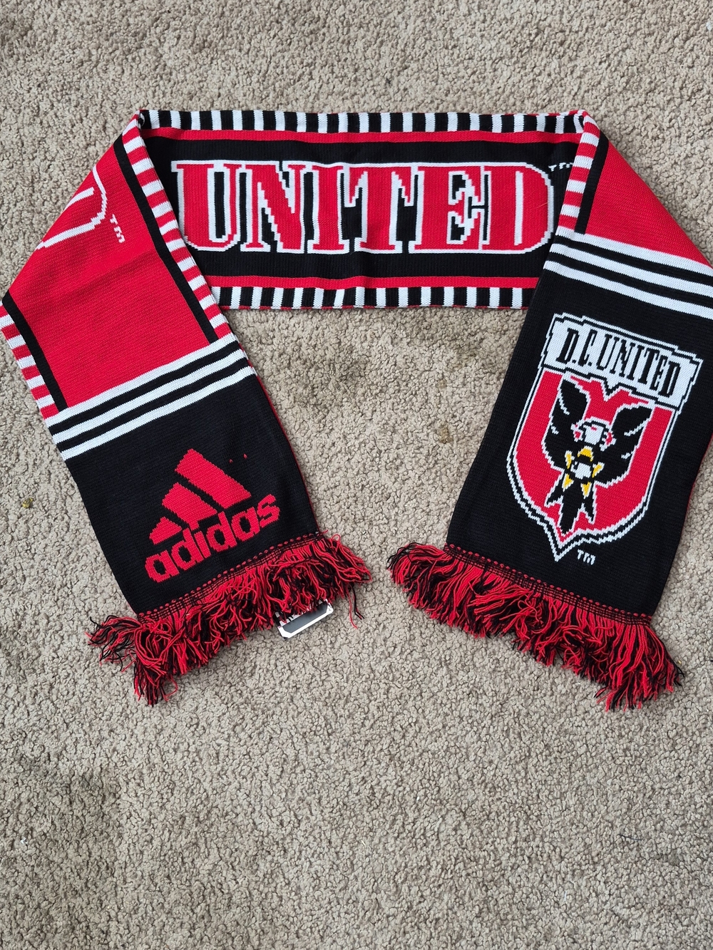 adidas Unisex MLS D.C. United Red & Black Soccer Scarf